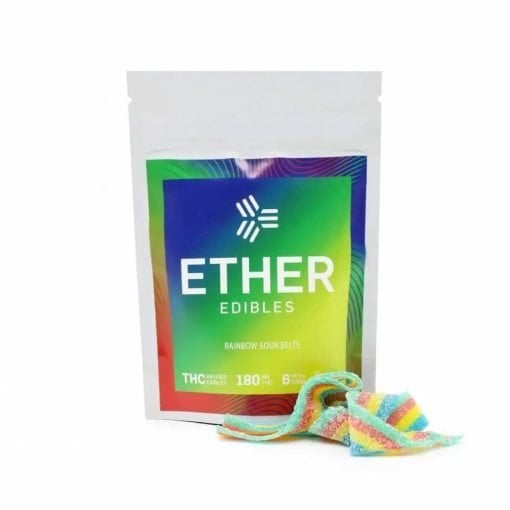 Buy Ether Edibles Rainbow Sour Belts (180mg THC) Online in Canada - Nupep Shrooms