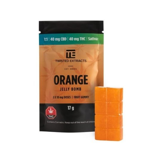 Buy Twisted Extracts – Orange 1:1 Jelly Bomb (40mg THC | 40mg CBD) Cannabis Sativa Online