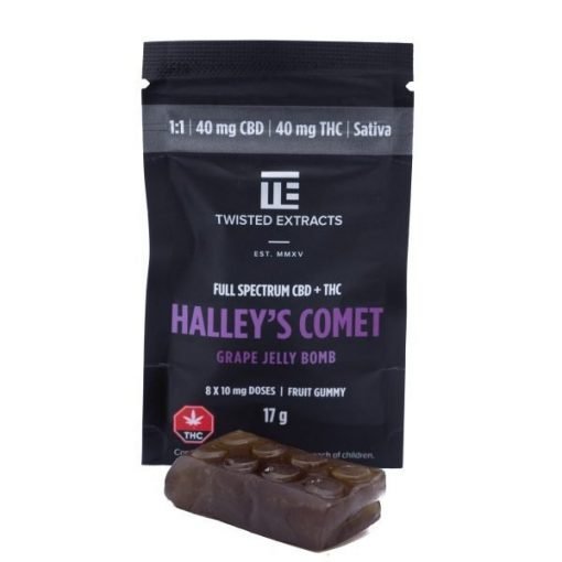 Buy Twisted Extracts – 1:1 Jelly Bomb Grape Halley`s Comet (40mg THC | 40mg CBD) Cannabis Sativa Online