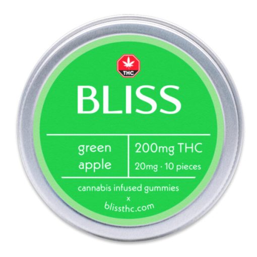 Buy Bliss Edibles 200MG THC Gummies Green Apple Online