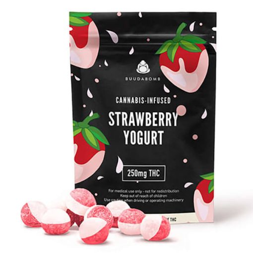 Buy Strawberry Yogurt Vegan Gummies BuudaBomb 250mg THC Online