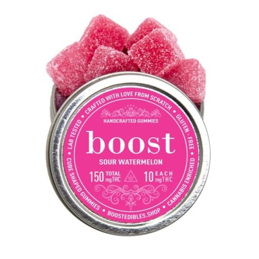 Buy Boost Edibles Watermelon Gummies 150mg THC Cubes Online