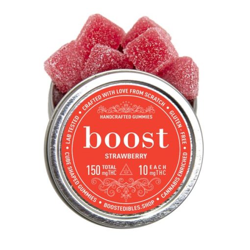 Buy Boost Edibles Strawberry Gummies 150mg THC Cubes Online