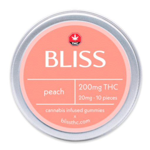 Buy Bliss Edibles 200MG THC Gummies Peach Online