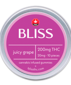 Buy Bliss Edibles 200MG THC Gummies Juicy Grape Online