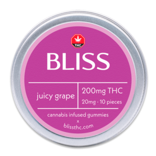 Buy Bliss Edibles 200MG THC Gummies Juicy Grape Online