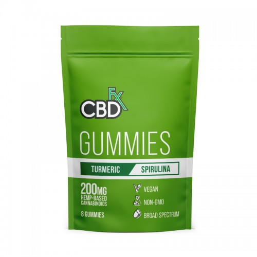 Buy CBDfx Turmeric & Spirulina Vegan CBD Gummies 200mg CBD (8 Count Pack) Online