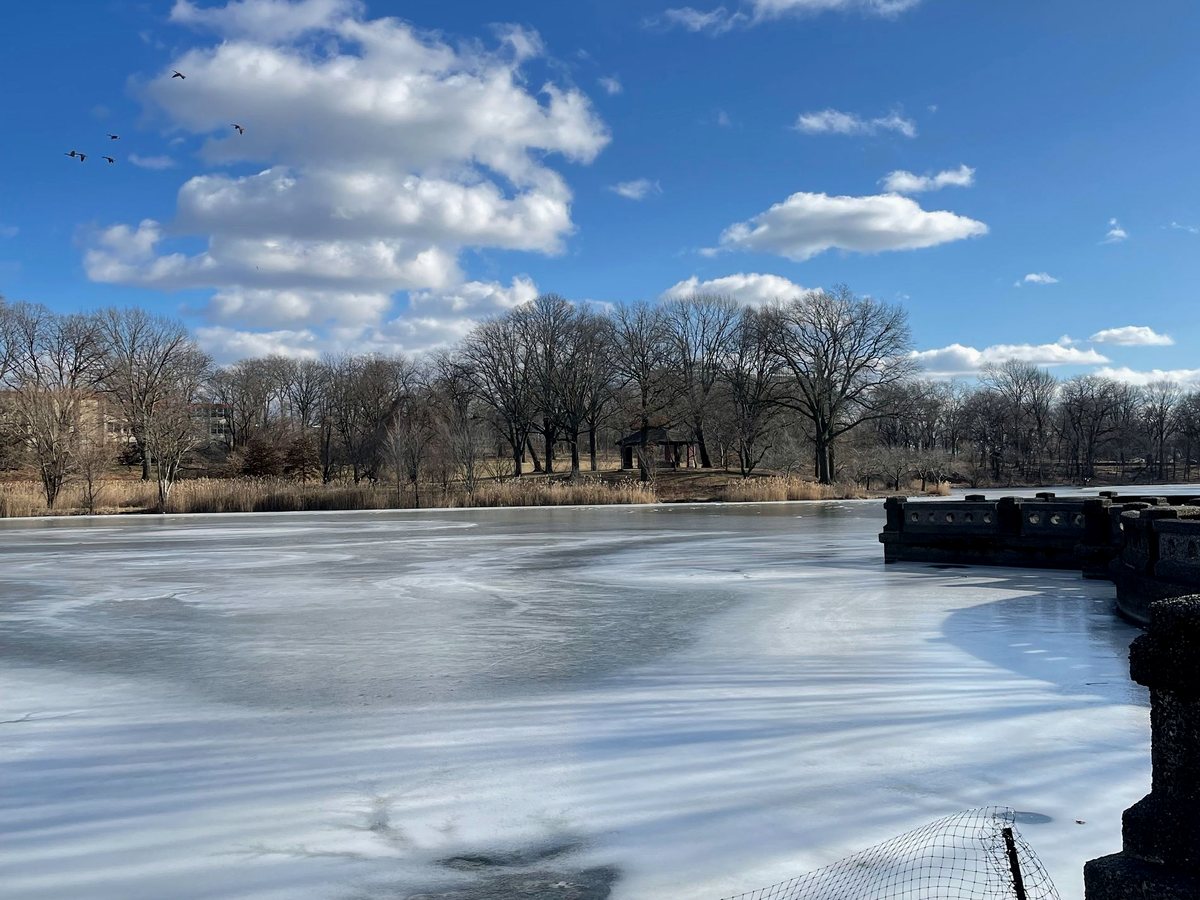 Frozen river in winter, Manitoba